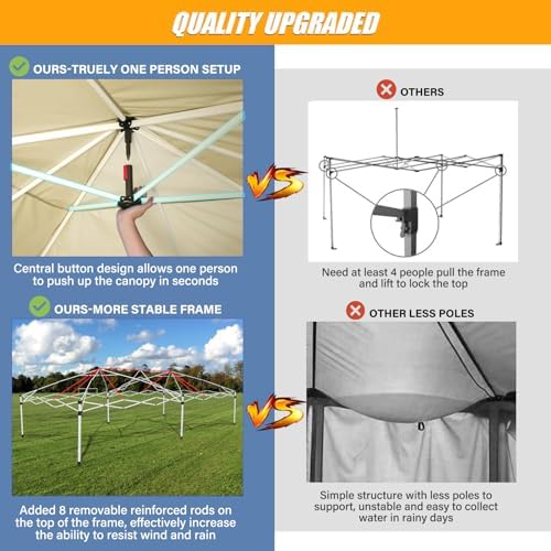 10x20 Pop up Canopy with Sidewalls, One Push Outdoor Tents for Parties Waterproof Canopy Tent with Center Lock, alternate