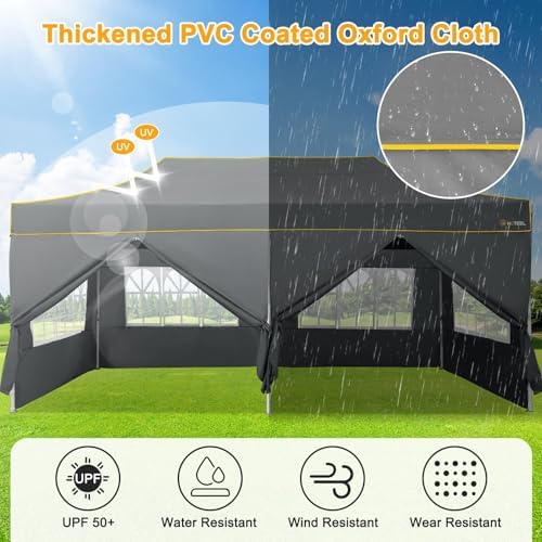 10x20 Pop Up Canopy with Sidewalls, Thickened Hexagonal Legs, Gray in Gray, alternate view 4