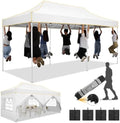 10x20 Pop Up Canopy with Sidewalls, Thickened Hexagonal Legs, White in White