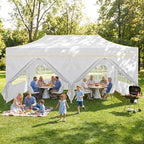 10x20 Pop Up Canopy with Sidewalls, Thickened Hexagonal Legs, White in White, alternate view 2