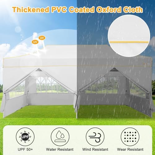 10x20 Pop Up Canopy with Sidewalls, Thickened Hexagonal Legs, White in White, alternate view 4