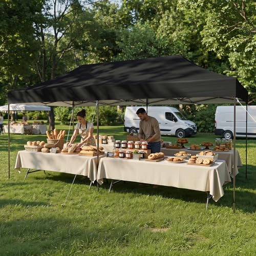 10x20 Pop Up Canopy Without Sidewalls - Breezy Open-Air Instant Shelter with Roller Bag & Sandbag - Outdoor, alternate view 2