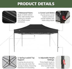 10x20 Pop Up Canopy Without Sidewalls - Breezy Open-Air Instant Shelter with Roller Bag & Sandbag - Outdoor, alternate view 4