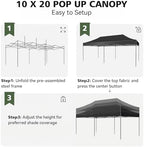 10x20 Pop Up Canopy Without Sidewalls - Breezy Open-Air Instant Shelter with Roller Bag & Sandbag - Outdoor, alternate view 5