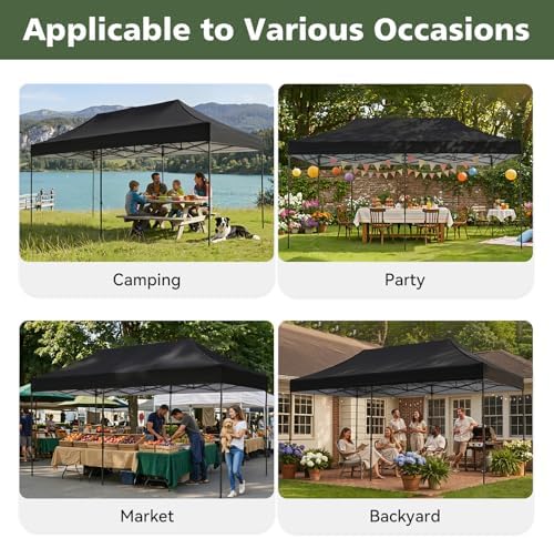 10x20 Pop Up Canopy Without Sidewalls - Breezy Open-Air Instant Shelter with Roller Bag & Sandbag - Outdoor, alternate view 6