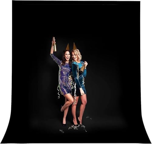 10x20ft Black Backdrop for Photography, Dual-Size Dual-Pocket Design Photo Booth Background for Portrait