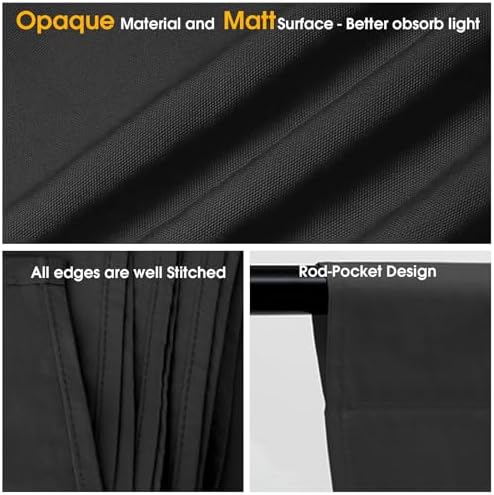 10x20ft Black Backdrop for Photography, Dual-Size Dual-Pocket Design Photo Booth Background for Portrait, alternate view 4