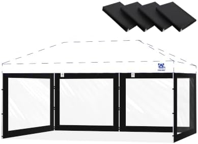 10x20ft Clear Sidewalls for 10x20ft Canopy Frame (Black, 4pcs Only) in 10x20ft in Black