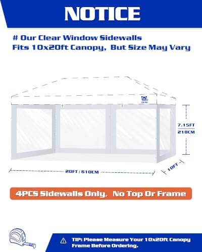 10x20ft Clear Sidewalls for 10x20ft Canopy Frame (Black, 4pcs Only) in 10x20ft in Black, alternate view 2