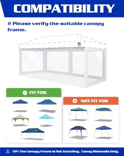 10x20ft Clear Sidewalls for 10x20ft Canopy Frame (Black, 4pcs Only) in 10x20ft in Black, alternate view 3