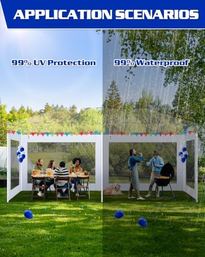 10x20ft Clear Sidewalls for 10x20ft Canopy Frame (White, 4pcs Only) in 10x20ft in White, alternate view 4