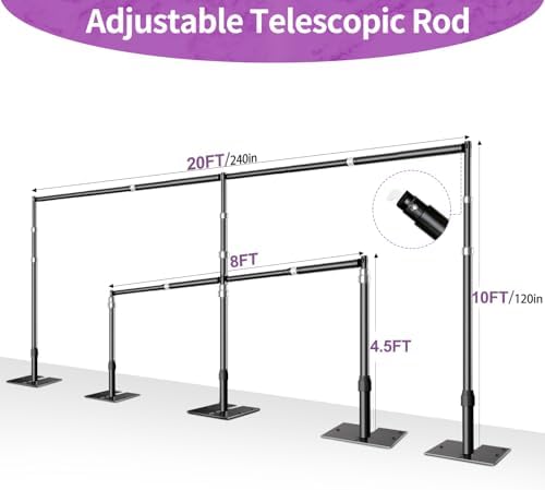 10x20ft Heavy Duty Backdrop Stand, Pipe and Drape Stand, Black in 10x20ft in Black, alternate view 2