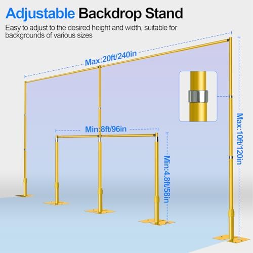 10x20ft Heavy Duty Pipe and Drape Backdrop Stand Kit -Gold in 10x20ft, alternate view 2