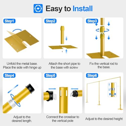 10x20ft Heavy Duty Pipe and Drape Backdrop Stand Kit -Gold in 10x20ft, alternate view 7