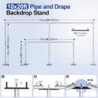 10x20ft Heavy Duty Pipe and Drape Backdrop Stand with Handle Base in 10x20ft, alternate view 5