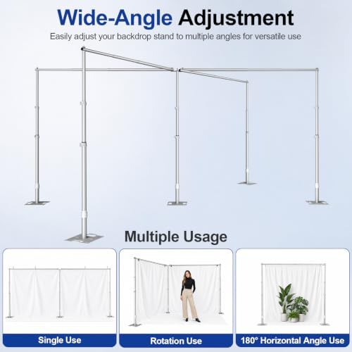 10x20ft Heavy Duty Pipe and Drape Backdrop Stand with Handle Base in 10x20ft, alternate view 7
