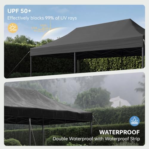 10x20FT Heavy Duty Pop Up Canopy Tent, Party Tent, Black in 10x20FT in Black, alternate view 3