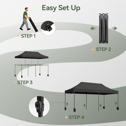 10x20FT Heavy Duty Pop Up Canopy Tent, Party Tent, Black in 10x20FT in Black, alternate view 6