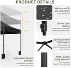 10x20FT Heavy Duty Pop Up Canopy Tent with 4 Sidewalls, Black in 10x20FT in Black, alternate view 2