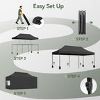 10x20FT Heavy Duty Pop Up Canopy Tent with 4 Sidewalls, Black in 10x20FT in Black, alternate view 5