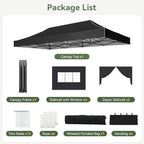 10x20FT Heavy Duty Pop Up Canopy Tent with 4 Sidewalls, Black in 10x20FT in Black, alternate view 6