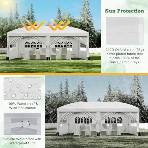 10X20Ft Outdoor Party Tent Gazebo with 6 Sidewalls, Waterproof Gazebo Pop Up Canopy Tent, Heavy Duty Commercial, alternate
