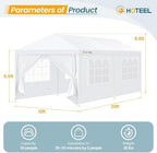 10x20FT Party Tent, 300 Sq Ft Outdoor Event Canopy, White in 10x20FT in White, alternate view 2