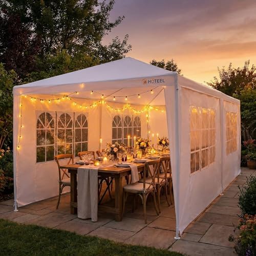 10x20FT Party Tent Outdoor Canopy for 20-30 People with 6 Removable Sidewalls, 2 Zipper Doors, 12 Ropes and 24