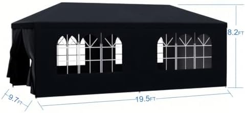 10x20ft Party Tent, Outdoor Canopy Tent Carport with 6 Removable Sidewalls, Wedding Event Shelter BBQ Wedding, alternate view