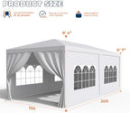 10x20FT Party Tent Outdoor Canopy with 6 Removable Sidewalls, White in 10x20FT in White, alternate view 2