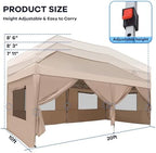 10x20FT Pop Up Canopy Tent with 6 Mesh Window Sidewalls, Outdoor, Khaki in 10x20FT in Khaki, alternate view 2