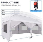 10x20FT Pop Up Canopy Tent with 6 Mesh Window Sidewalls, Outdoor, White in 10x20FT in White, alternate view 2
