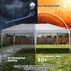 10x20FT Pop Up Canopy Tent with 6 Mesh Window Sidewalls, Outdoor, White in 10x20FT in White, alternate view 4