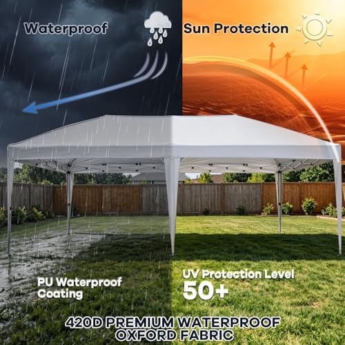 10x20FT Pop Up Canopy Tent with 6 Mesh Window Sidewalls, Outdoor, White in 10x20FT in White, alternate view 4