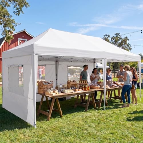 10x20FT Pop Up Canopy Tent with 6 Mesh Window Sidewalls, Outdoor, White in 10x20FT in White, alternate view 6