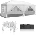 10x20ft Pop Up Canopy Tent with 6 Sidewalls with Carry Bag (White) in 10x20ft in White