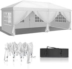 10x20ft Pop Up Canopy Tent with 6 Sidewalls with Carry Bag (White) in 10x20ft in White