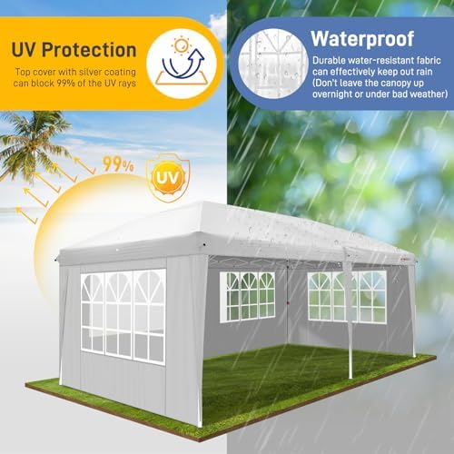 10x20ft Pop Up Canopy Tent with 6 Sidewalls with Carry Bag (White) in 10x20ft in White, alternate view 6