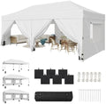 10x20ft Pop Up Canopy with Mesh Windows, Heavy Duty Party Tent, White in 10x20ft in White
