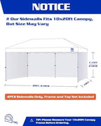 10x20ft Sidewalls for Canopy, Dusk Gray(4Pcs Sidewalls Only) in 10x20ft, alternate view 2