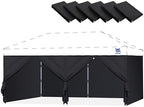 10x20ft Sidewalls with Door for Canopy, Black (6Pcs Sidewalls Only) in 10x20ft