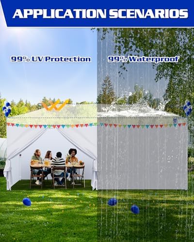 10x20ft Sidewalls with Door for Canopy, Black (6Pcs Sidewalls Only) in 10x20ft, alternate view 3