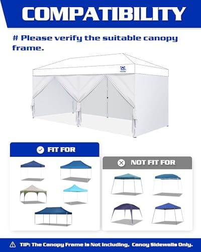 10x20ft Sidewalls with Door for Canopy, Black (6Pcs Sidewalls Only) in 10x20ft, alternate view 4