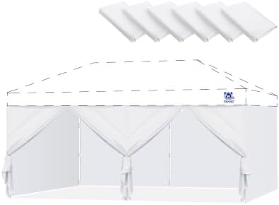 10x20ft Sidewalls with Door for Canopy, White (6Pcs Sidewalls Only) in 10x20ft