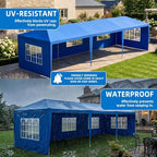 10x30 Blue Party Tent, 5 Removable Sidewalls, Waterproof, No Center Pole, alternate view 4