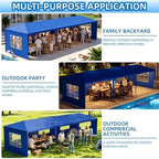 10x30 Blue Party Tent, 5 Removable Sidewalls, Waterproof, No Center Pole, alternate view 5