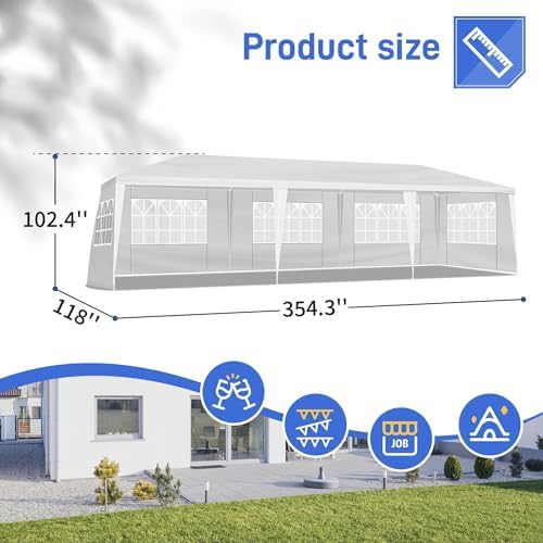 10x30 Canopy Tent Outdoor Party Tent with 8 Sidewalls, alternate view 2