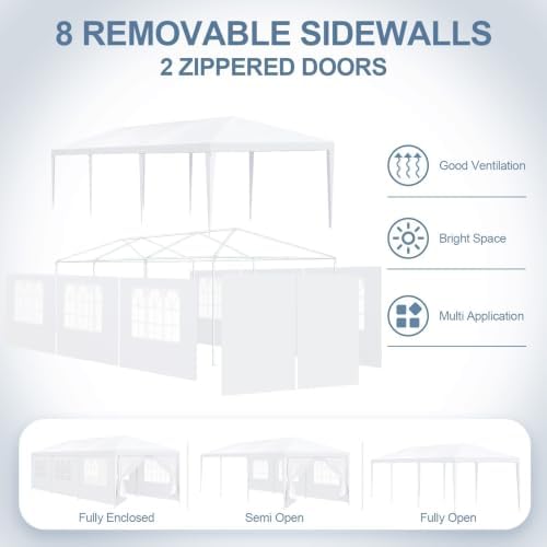 10x30 FT Outdoor Heavy Duty Party Tent with Removable Sidewalls for Wedding in 10x30 FT, alternate view 5