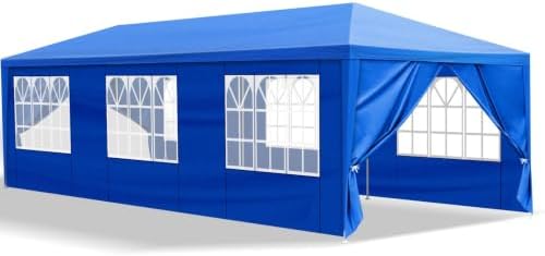 10x30 FT Outdoor Party Tent with 8 Removable Sidewalls, Blue in 10x30 FT in Blue