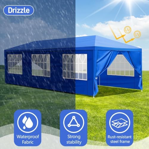 10x30 FT Outdoor Party Tent with 8 Removable Sidewalls, Blue in 10x30 FT in Blue, alternate view 6